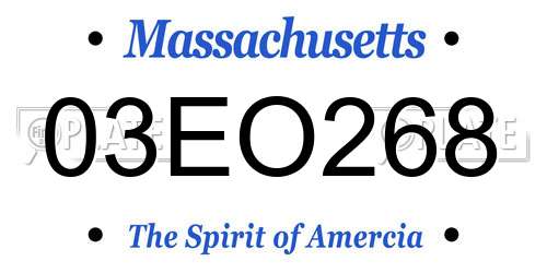 03EO268 Massachusetts License Plate