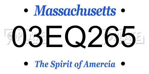 03EQ265 Massachusetts License Plate