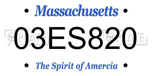 03ES820 Massachusetts License Plate