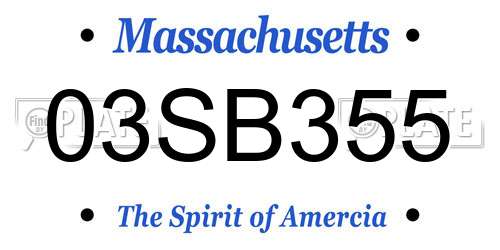 03SB355 Massachusetts License Plate