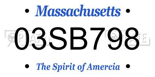 03SB798 Massachusetts License Plate