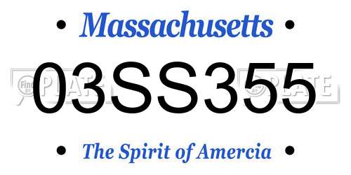 03SS355 Massachusetts License Plate