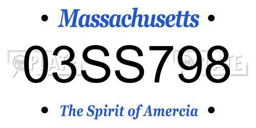 03SS798 Massachusetts License Plate
