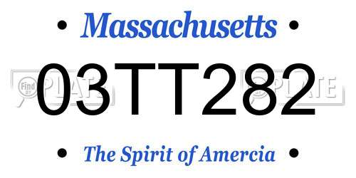 03TT282 Massachusetts License Plate