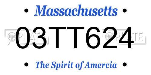 03TT624 Massachusetts License Plate