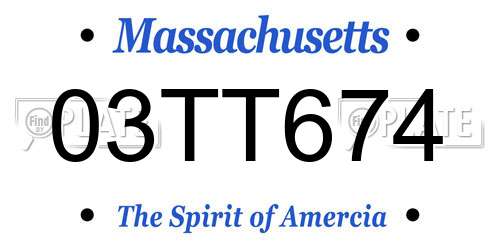 03TT674 Massachusetts License Plate