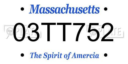 03TT752 Massachusetts License Plate