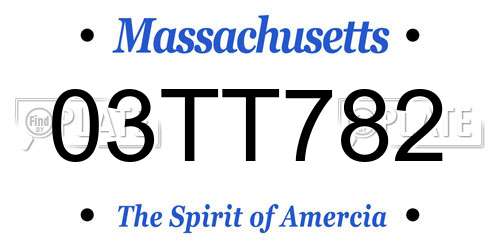 03TT782 Massachusetts License Plate