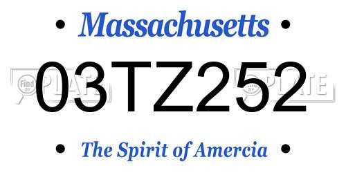 03TZ252 Massachusetts License Plate
