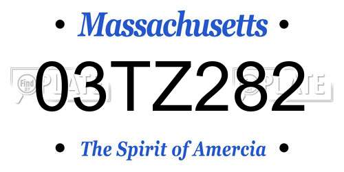03TZ282 Massachusetts License Plate