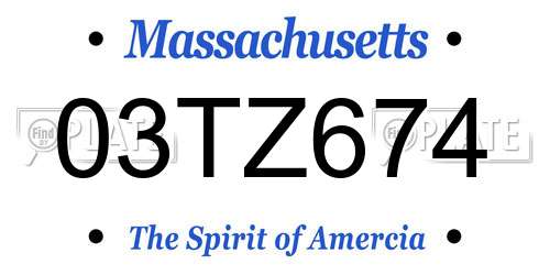 03TZ674 Massachusetts License Plate