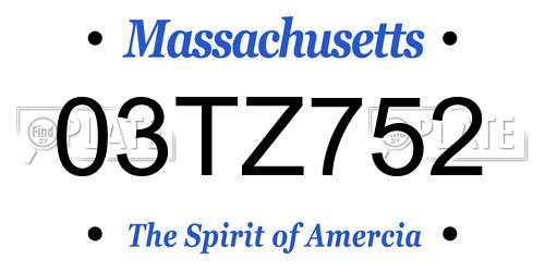 03TZ752 Massachusetts License Plate