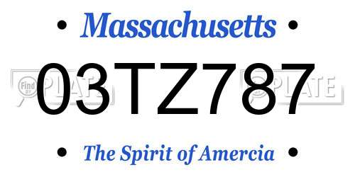 03TZ787 Massachusetts License Plate