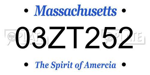 03ZT252 Massachusetts License Plate