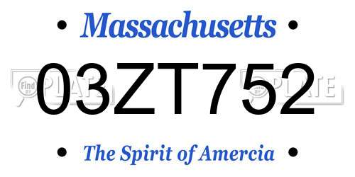 03ZT752 Massachusetts License Plate