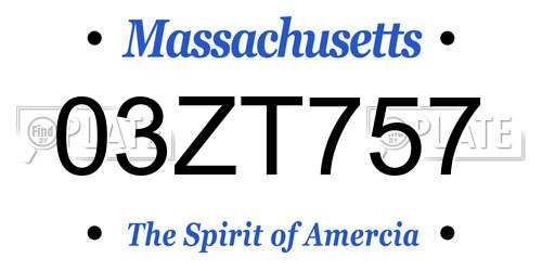 03ZT757 Massachusetts License Plate
