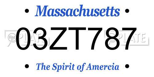 03ZT787 Massachusetts License Plate