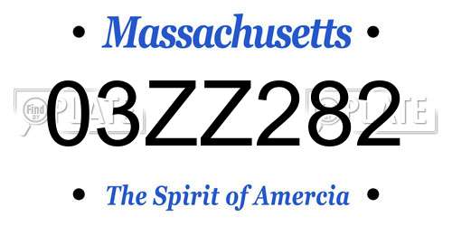 03ZZ282 Massachusetts License Plate