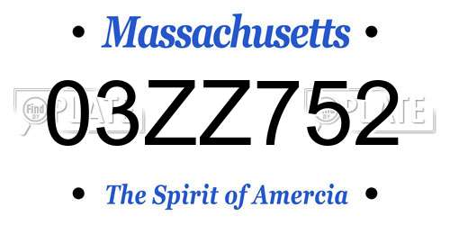03ZZ752 Massachusetts License Plate