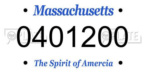 0401200 Massachusetts License Plate