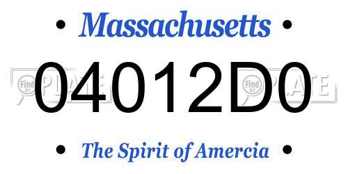 04012D0 Massachusetts License Plate