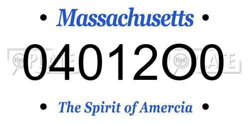 04012O0 Massachusetts License Plate