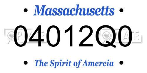 04012Q0 Massachusetts License Plate