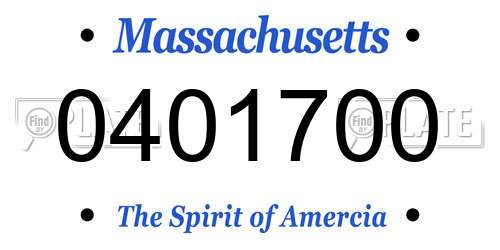 0401700 Massachusetts License Plate