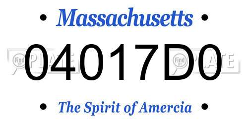 04017D0 Massachusetts License Plate