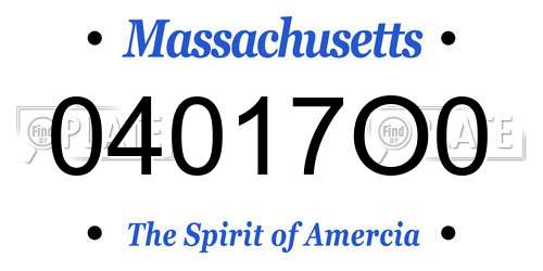 04017O0 Massachusetts License Plate