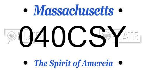 040CSY Massachusetts License Plate