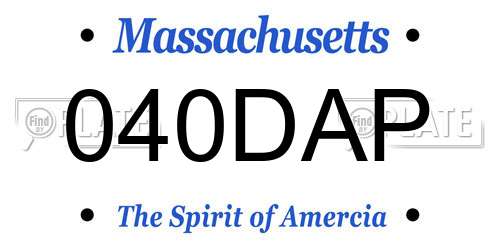 040DAP Massachusetts License Plate