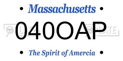 040OAP Massachusetts License Plate