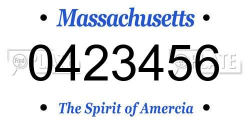 0423456 Massachusetts License Plate