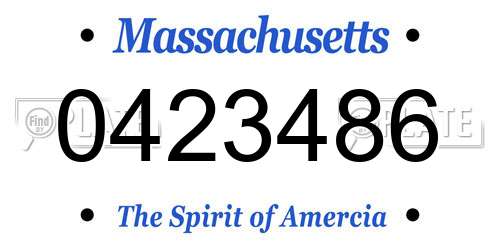 0423486 Massachusetts License Plate