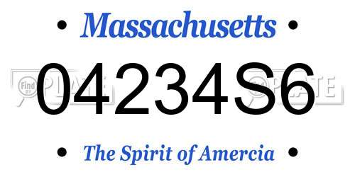 04234S6 Massachusetts License Plate