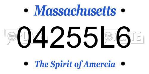 04255L6 Massachusetts License Plate