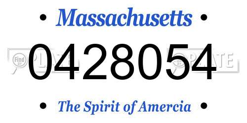 0428054 Massachusetts License Plate