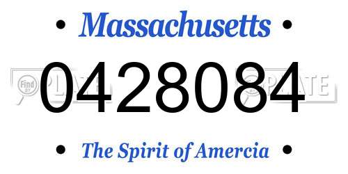 0428084 Massachusetts License Plate