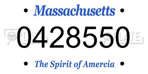 0428550 Massachusetts License Plate