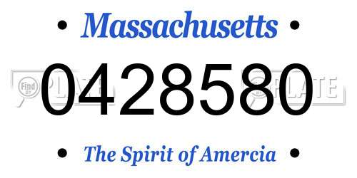 0428580 Massachusetts License Plate