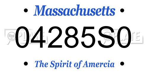04285S0 Massachusetts License Plate