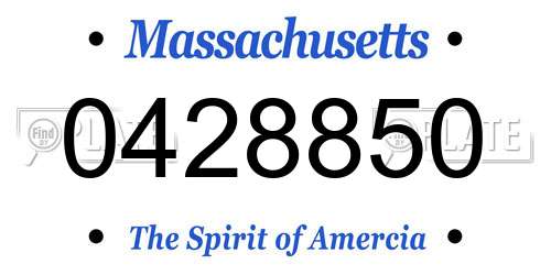 0428850 Massachusetts License Plate