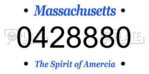 0428880 Massachusetts License Plate