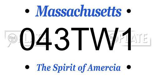 043TW1 Massachusetts License Plate