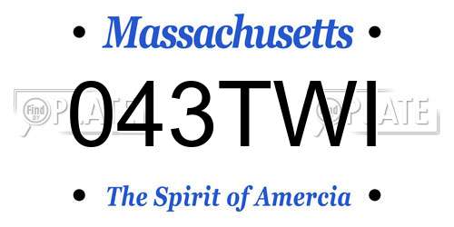 043TWI Massachusetts License Plate