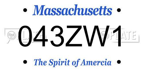 043ZW1 Massachusetts License Plate