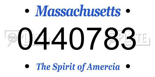 0440783 Massachusetts License Plate