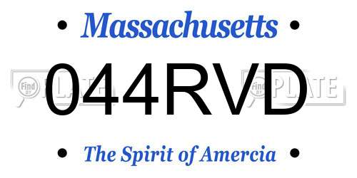 044RVD Massachusetts License Plate