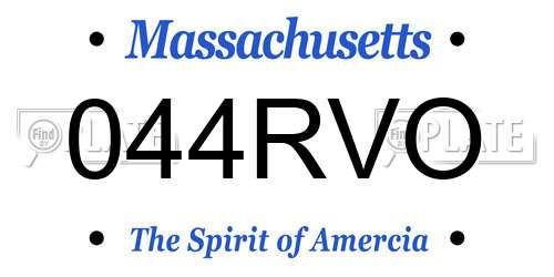044RVO Massachusetts License Plate